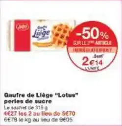 Monoprix Lotus - gaufre de liĂšge perles de sucre offre