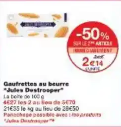 Monoprix Jules destrooper - gaufrettes au beurre offre