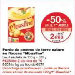 Monoprix Purée de pomme de terre nature en flocons mousline offre
