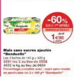 Monoprix Bonduelle - mais sans sucres ajoutés offre