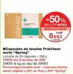 Monoprix Capsules de lessive fraicheur verte spring offre