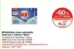 Monoprix Tablettes lave vaisselle tout on 1 citron sun offre