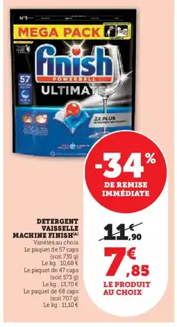 Super U FINISH Detergent vaisselle machine offre
