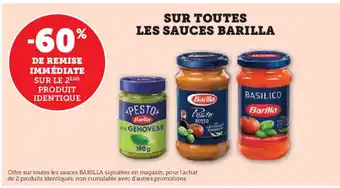 Super U BARILLA Sur toutes les sauces offre
