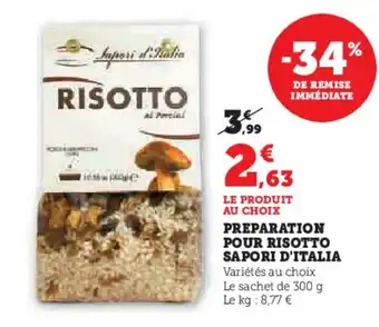 Super U Preparation pour risotto sapori d'italia offre
