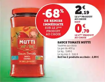 Super U MUTTI Sauce tomate offre