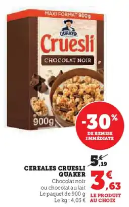 Super U QUAKER Cereales cruesli offre
