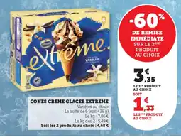Super U EXTREME Cones creme glacee offre