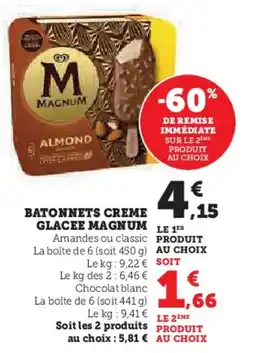 Super U MAGNUM Batonnets creme glacee offre