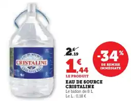 Super U CRISTALINE Eau de source offre