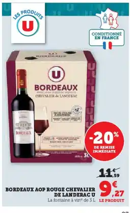 Super U Bordeaux aop rouge chevalier de landerac offre