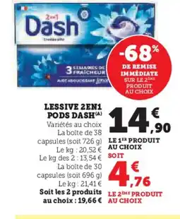 Super U DASH Lessive 2 en 1 pods offre