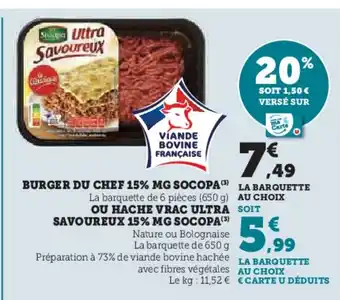 Super U SOCOPA Burger du chef 15% mg offre