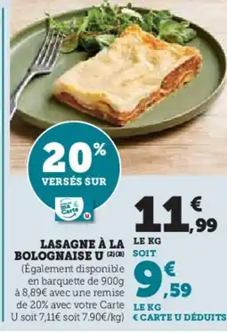 Super U Lasagne à la le kg bolognaise u offre