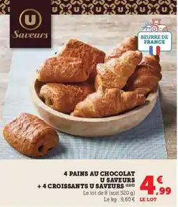 Super U 4 pains au chocolat u saveurs offre