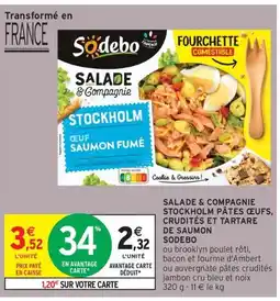 Intermarché Drive SODEBO Salade & compagnie stockholm pâtes œufs, crudités et tartare de saumon offre