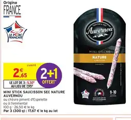 AUVERNOU Mini stick saucisson sec nature
