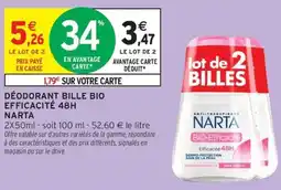 NARTA Déodorant bille bio efficacité 48h