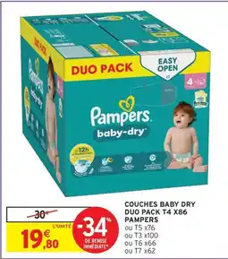 Intermarché Drive PAMPERS Couches baby dry duo pack t4 x86 offre