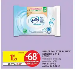 Intermarché Drive LOTUS Papier toilette humide sensitive x42 offre