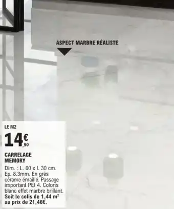 E.Leclerc Brico Carrelage memory offre