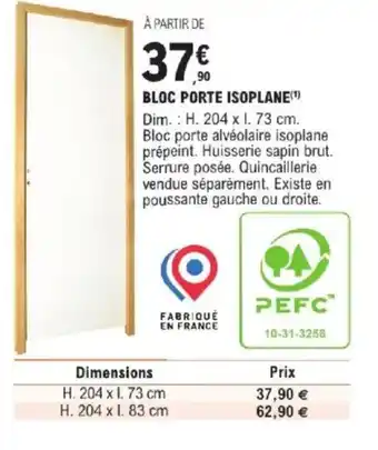 E.Leclerc Brico Bloc porte isoplane offre