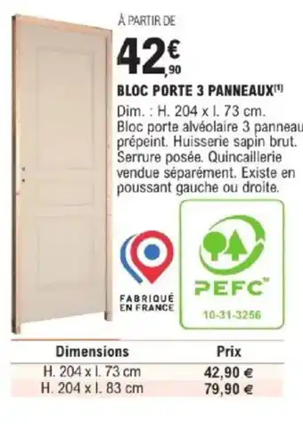 Bloc porte 3 panneaux