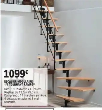 E.Leclerc Brico Escalier modulaire 1/4 tournant rampe offre
