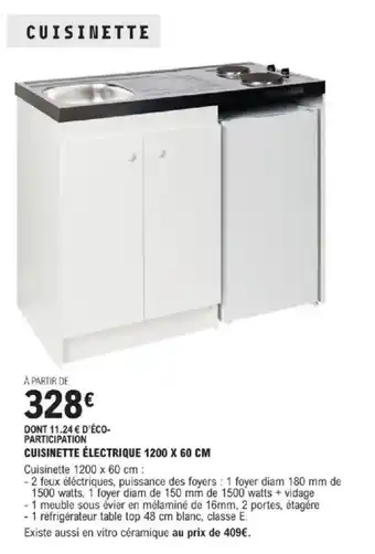 E.Leclerc Brico Cuisinette électrique 1200 x 60 cm offre