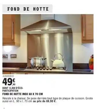 E.Leclerc Brico Fond de hotte inox 60 x 70 cm offre