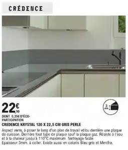E.Leclerc Brico Credence krystal 120 x 22,5 cm gris perle offre