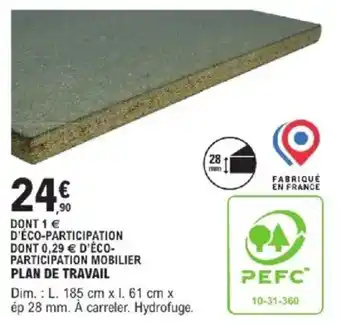 E.Leclerc Brico Participation mobilier plan de travail offre