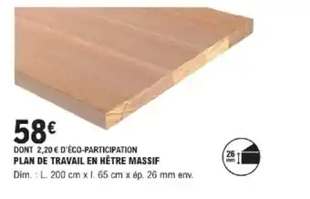 E.Leclerc Brico Plan de travail en hêtre massif offre