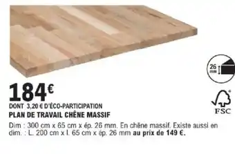 E.Leclerc Brico Plan de travail chêne massif offre