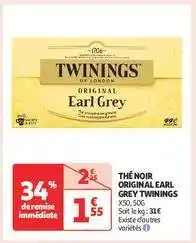 Auchan THÉ NOIR ORIGINAL EARL GREY TWININGS offre