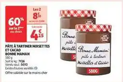 Auchan Pâte À Tartiner Noisettes Et Cacao Bonne Maman offre