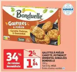 Auchan Galettes à Poêler Carotte, Potiron et Emmental Surgelées Bonduelle offre