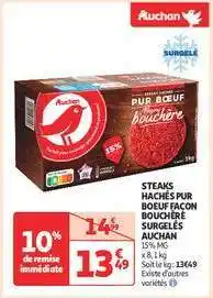 Auchan Steaks Hachés Pur Boeuf Façon Bouchère Surgelés Auchan offre