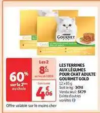 Auchan LES TERRINES AUX LÉGUMES POUR CHAT ADULTE GOURMET GOLD offre