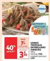 Auchan Gambas Tropicales Entières Crues Surgelées offre