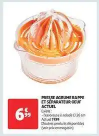 Auchan PRESSE AGRUME RAPPE ET SÉPARATEUR OEUF ACTUEL offre