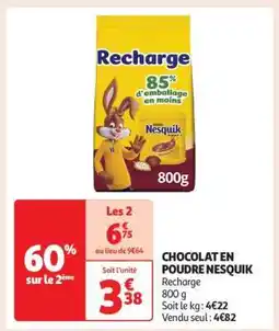 Auchan Chocolat en poudre âNesquikâ offre