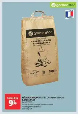 Auchan MÉLANGE BRIQUETTES ET CHARBON DE BOIS GARDENSTAR offre