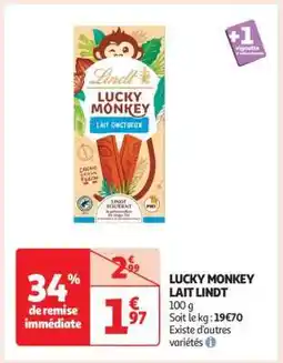 Auchan LUCKY MONKEY LAIT LINDT offre