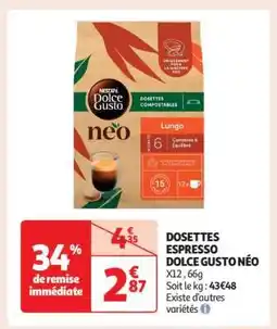 Auchan DOSETTES ESPRESSO DOLCE GUSTO NÉO offre