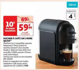 Auchan Machine À Café 3 En 1 Noire Qilive offre