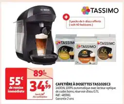 Auchan CAFETIÈRE À DOSETTES TAS102EC3 offre