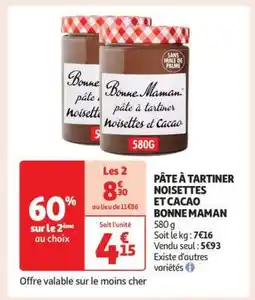 Auchan Pâte À Tartiner Noisettes Et Cacao Bonne Maman offre