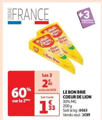 Auchan Le Bon Brie Coeur De Lion offre