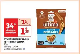 Auchan STICKS DENTAIRES POUR PETIT CHIEN ULTIMA offre